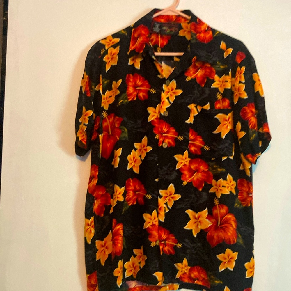 Red Dragon SZ M vintage colorful Floral  Shirt with surfers